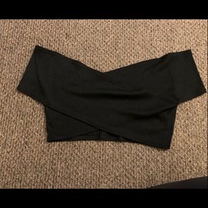 Black cross off the shoulder shirt